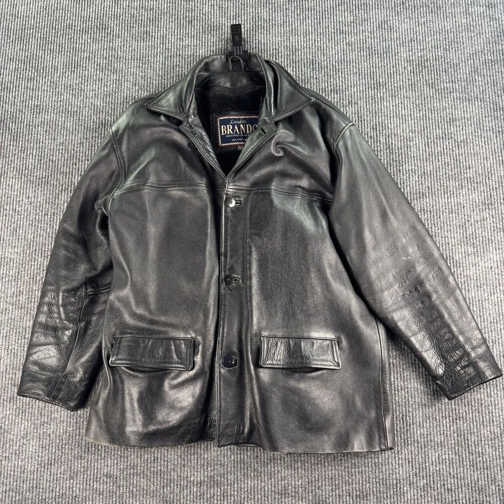 London Brando Leather Jacket Men Medium Sherpa Lined Remove Bomber Vintage Coat